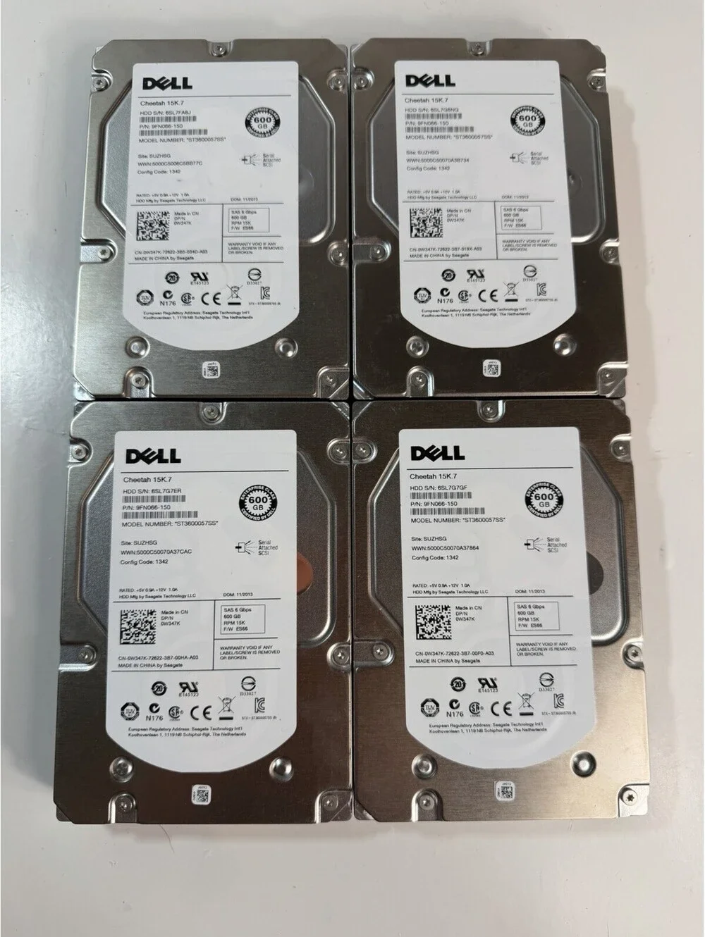 Dell SAS HDDs 6000GB (600GB x4) 15K for parts